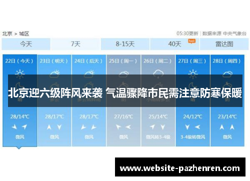 北京迎六级阵风来袭 气温骤降市民需注意防寒保暖